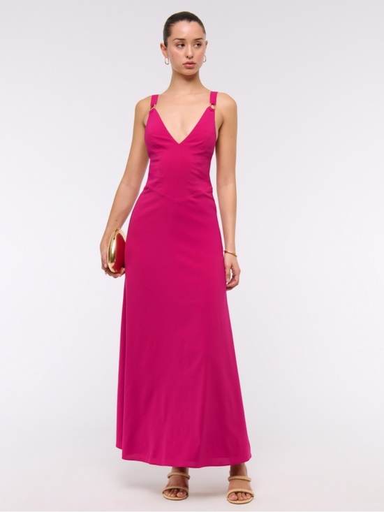 Abercrombie & Fitch Dresses & Skirts - Abercrombie & Fitch Dipped-Waist Hardware Maxi Dress in Magenta Medium Petite
